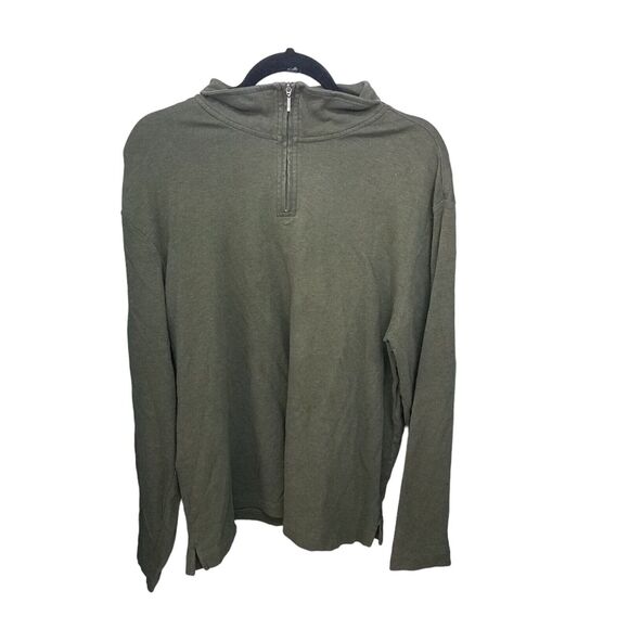 Consensus Mens Sz XL Green Solid Long Sleeve Collared Sweatshirt - Picture 5 of 10